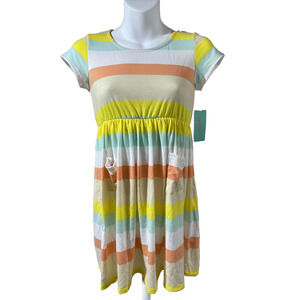 Copper Key Girls Easter Dress Size Medium New Short Sleeve Knee Length Striped